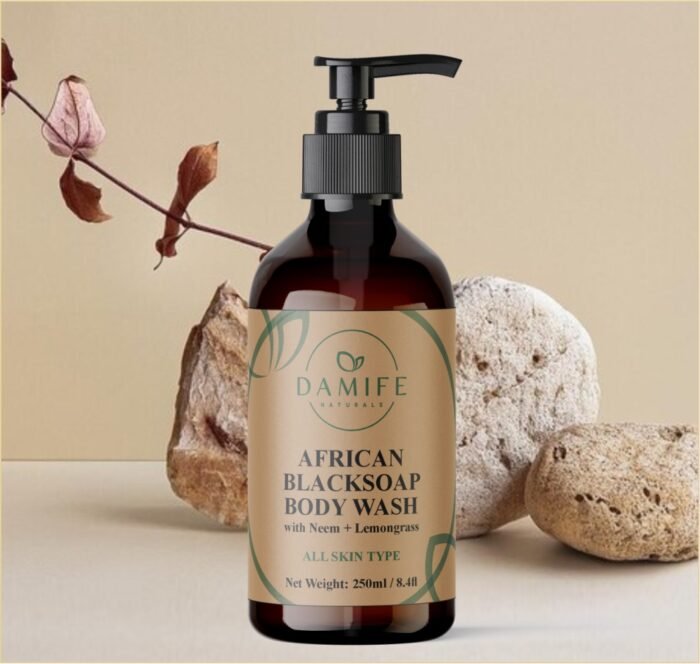 African Black Soap Body Wash with Neem + Lemongrass - Image 1